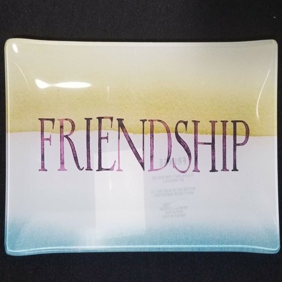 NEW Fringe at Home "Friendship" Glass Tray 8" x 3 1/2" - Picture 1 of 5